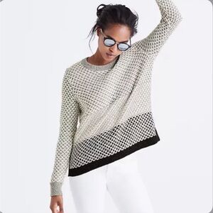 Madewell Geo Block Grey Knit Sweater XS